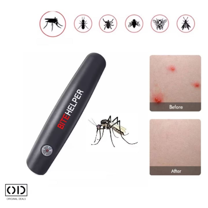 Dispozitiv pentru Vindecarea Rapida a Pielii dupa Intepaturi de Tantari si Insecte, Ofera Calm Instant si Vindecare Naturala, Negru, 16 x 3.1 cm, ORIGINAL DEALS