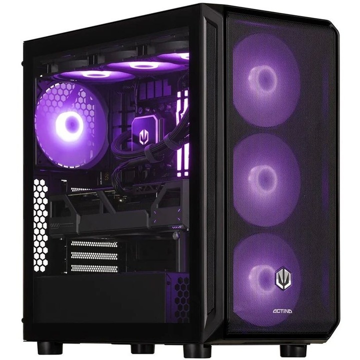 Desktop PC Actina Midi Tower, AMD Ryzen 7 7800X3D 8 C / 16 T, 5.0 GHz, 32 GB RAM, 2 TB SSD, AMD RX 9070 16 GB, Fara sistem de operare