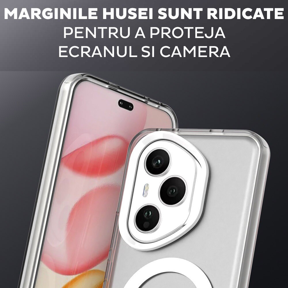 Husa pentru Honor 400 Pro DaDen® CandyCase MagSafe, Antisoc, Incarcare wireless, Butoane protejate, Alb
