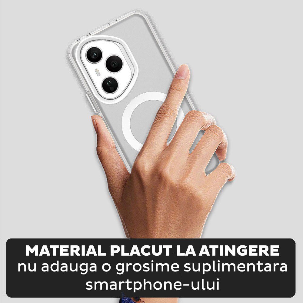 Husa pentru Honor 400 Pro DaDen® CandyCase MagSafe, Antisoc, Incarcare wireless, Butoane protejate, Alb