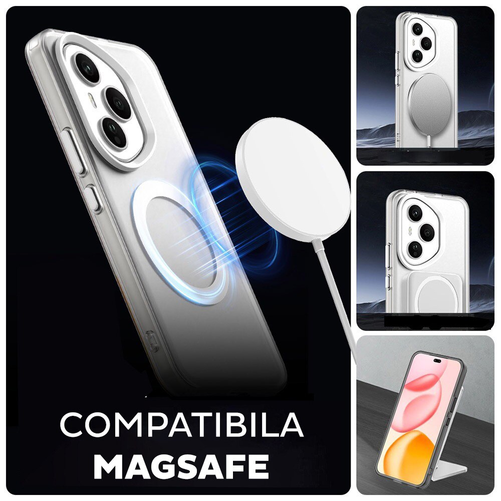 Husa pentru Honor 400 Pro DaDen® CandyCase MagSafe, Antisoc, Incarcare wireless, Butoane protejate, Alb