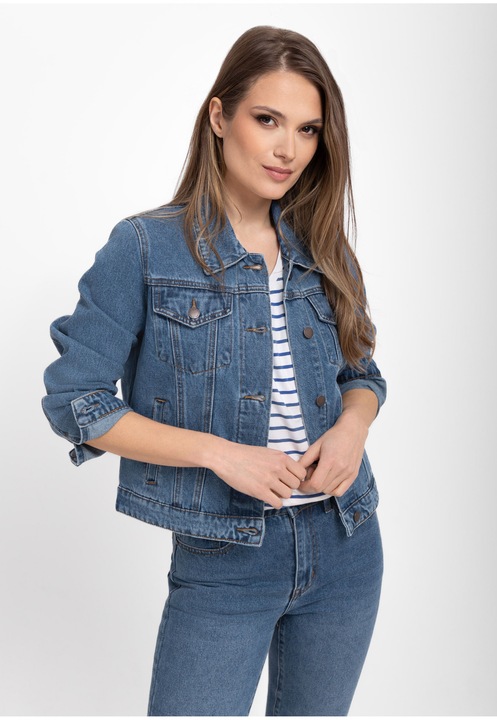 Volcano J-Elsty női farmerdzseki gombokkal, kék, S