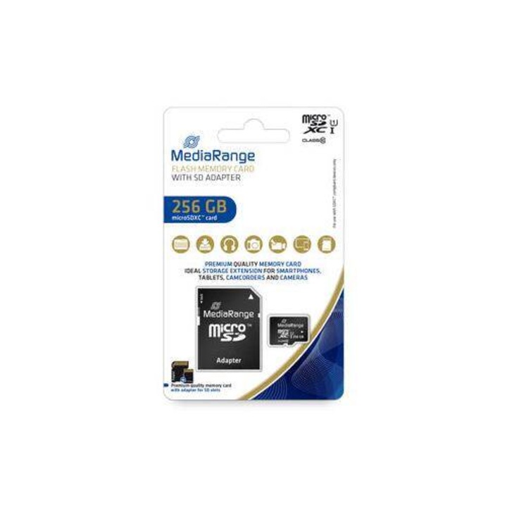 Card Micro SDXC MediaRange SDXC 256GB UHS-1 Class 10 Cu Adaptor SD