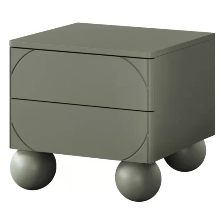 Noptieră Sonatia II, 2 sertare, culoare oliiv, 45x45x47cm