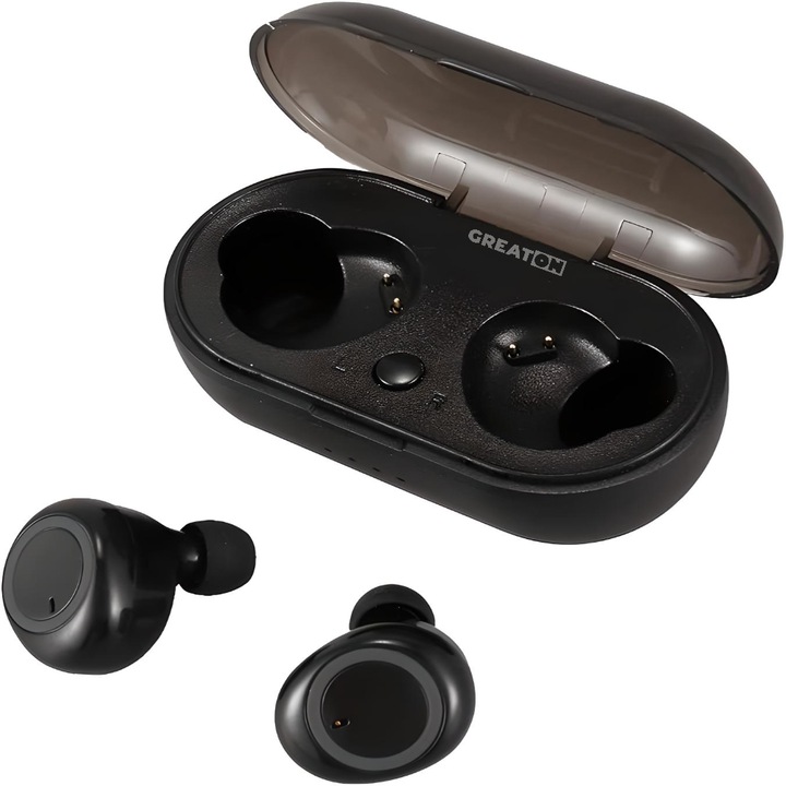 GREATON Bluetooth fejhallgató 5.0 valódi vezeték nélküli sztereó fekete tiszta hangzás, stabil kapcsolat, teljes szabadság