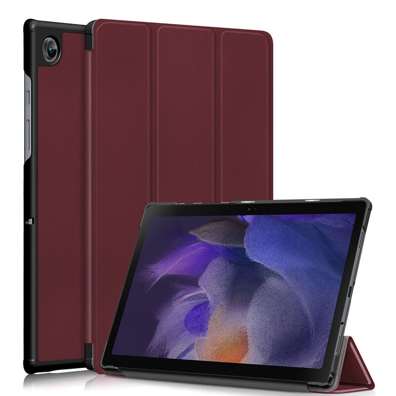 Husa Samsung Galaxy Tab A8 10.5 inch 2021 (SM-X200/X205/X207), subtire, cu suport pliabil, pentru trezire/somn automat (Rosu)