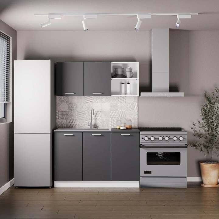 Set Bucatarie haaus Ara, Antracit/Alb, L 120 cm