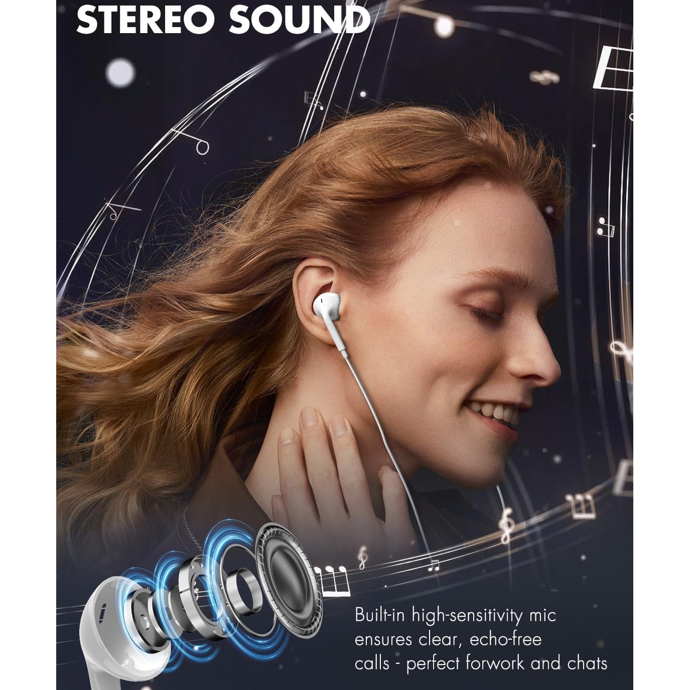 Casti cu fir, tip USB-C, sunet stereo, control prin telecomanda, compatibile cu iPhone15/16/iPad/Android