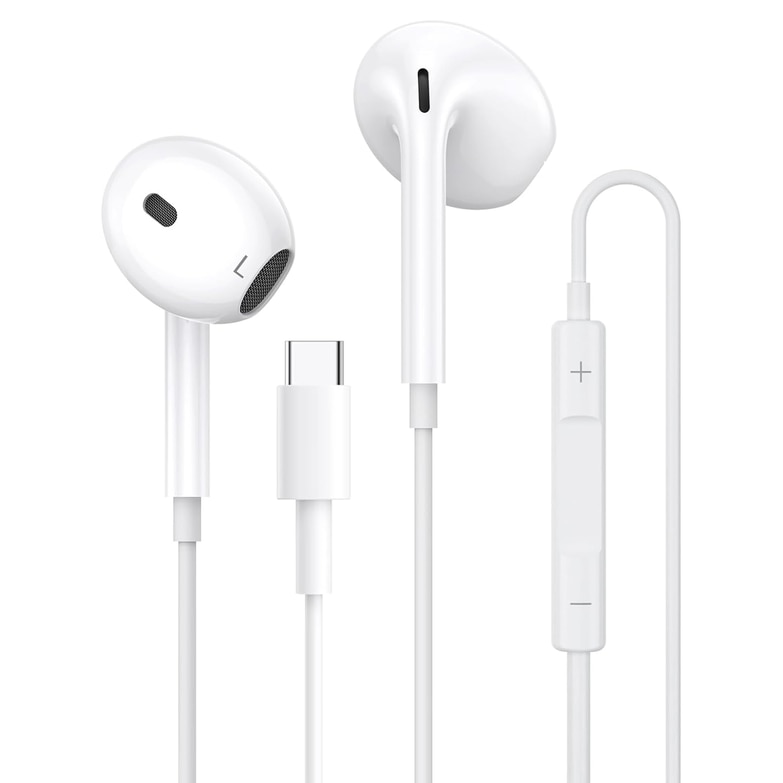 Casti cu fir, tip USB-C, sunet stereo, control prin telecomanda, compatibile cu iPhone15/16/iPad/Android