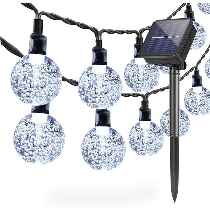 Lumini solare pentru exterior, 30 LED-uri rotunde, 6.5m
