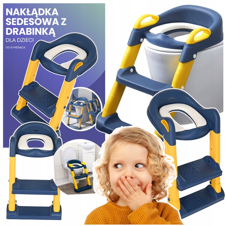 Gyerek WC-ülőke lépcsővel, doUp, kék, ergonomikus, csúszásgátló