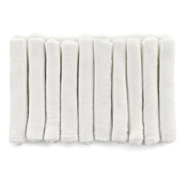 Комплект от 6 памперса, Jane, Бамбуков муселин, Хипоалергенен, 35 x 35 см, Бял