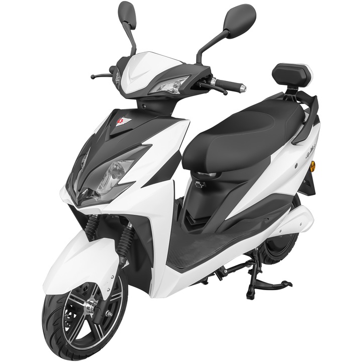 Scuter electric Rotakt Galileo, fara permis, CIV inclus, viteza 25 km/h, autonomie 45 km, baterie Litiu-ion 72V/20Ah, greutate admisa 236 kg, culoare alb