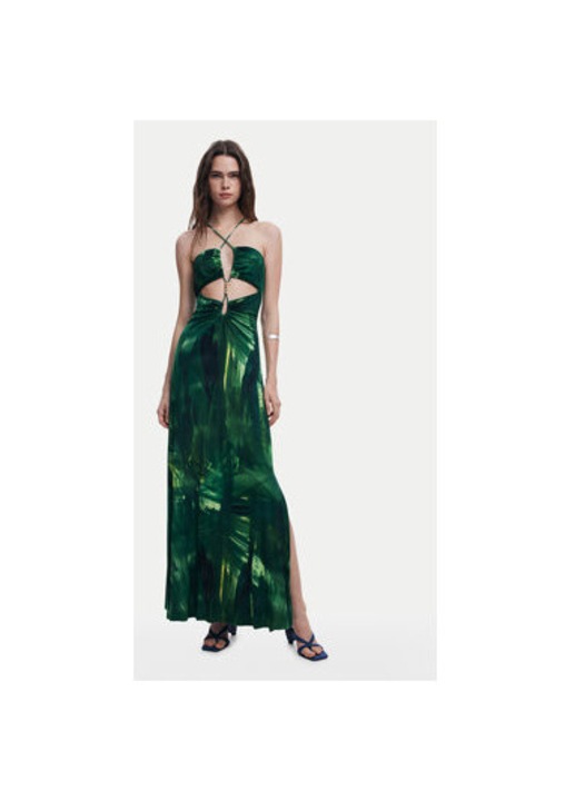 Rochie de vara dama Desigual, 25SWVK55, Viscoza/Elastan, Verde, Verde