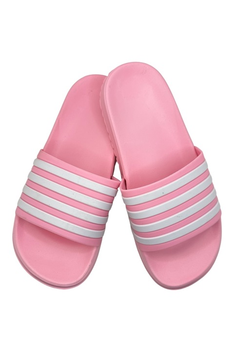 Papuci de plaja sau piscina pentru dama, Tecos®, marime 36, roz, 23 centimetri, model cu dungi, design modern, pentru casa, plaja sau piscina