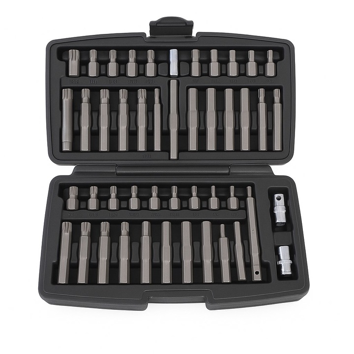 Trusa Biti Spline, Torx, HEX, 41 piese, suport de biti 1/2" si 3/8", cutie depozitare si transport