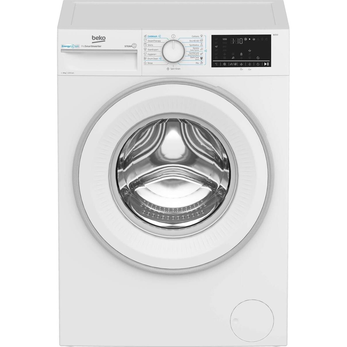 Masina de Spalat Rufe Beko 8kg 1200rpm Clasa A Motor ProSmartInverter EnergySpin SteamCure ColdWash Display Alb