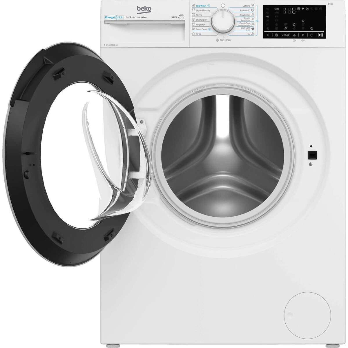 Masina de Spalat Rufe Beko 8kg 1200rpm Clasa A Motor ProSmartInverter EnergySpin SteamCure ColdWash Display Alb