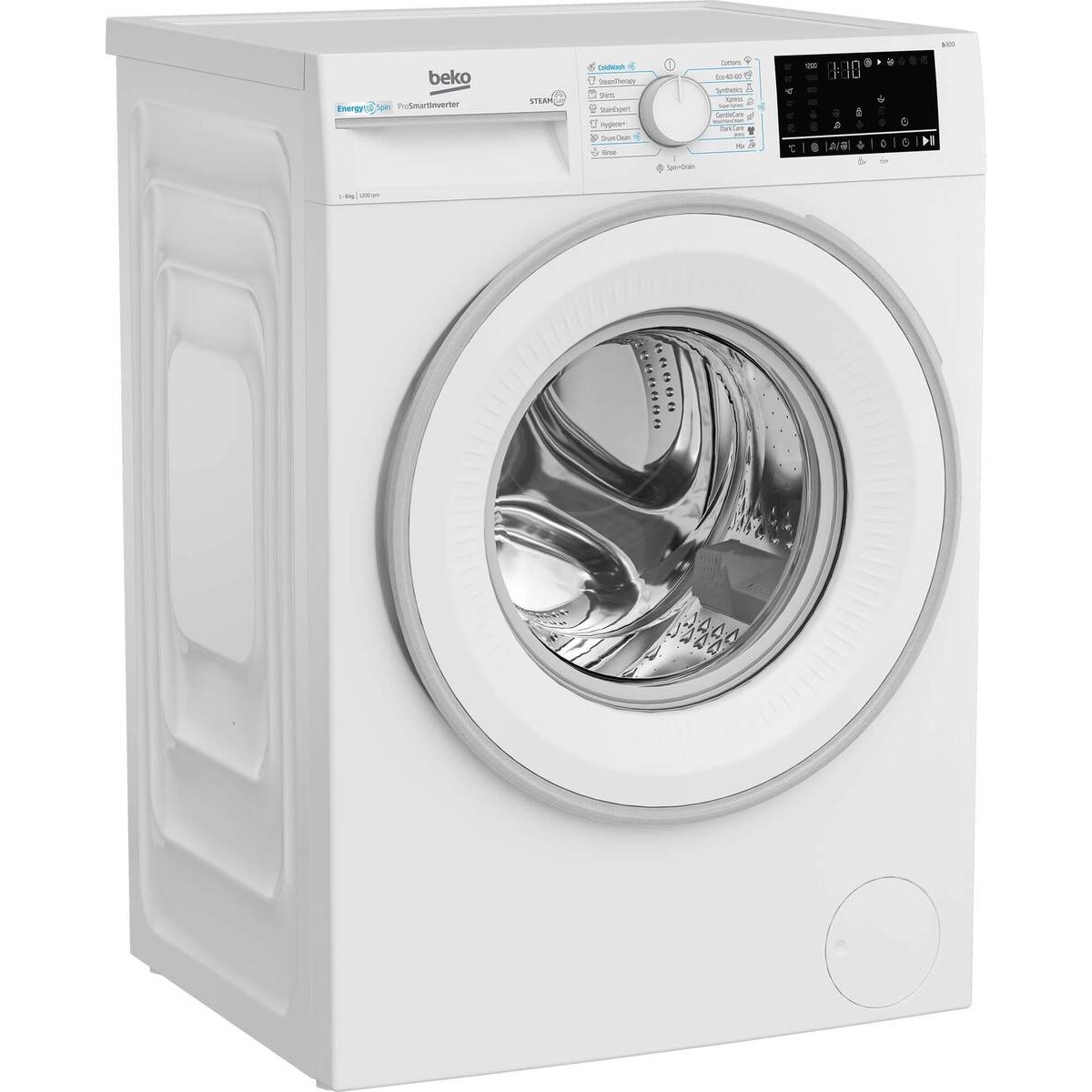Masina de Spalat Rufe Beko 8kg 1200rpm Clasa A Motor ProSmartInverter EnergySpin SteamCure ColdWash Display Alb