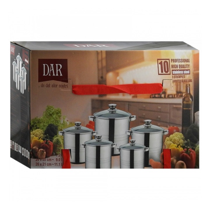 Set 10pcs 5 Oale Inox cu 5 Capace Sticla 4.3l 5.6l 7.2l 9l 11.1l DAR