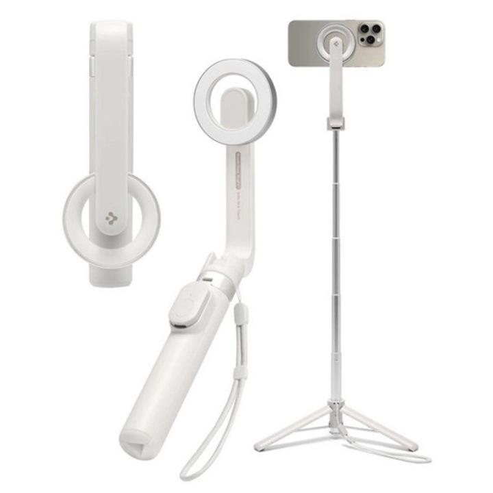 Spigen s571w szelfibot, tripod állvány, állítható, bluetooth távkioldó, magsafe, 16.7-74cm, bézs