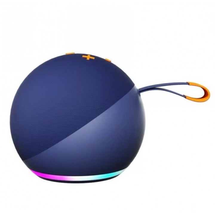 Boxa portabila BT pentru desktop, subwoofer wireless cu LED RGB, culoare albastru