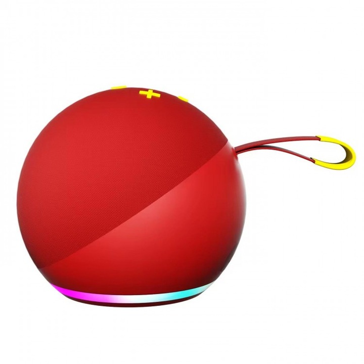Boxa portabila BT pentru desktop, subwoofer wireless cu LED RGB, culoare rosu