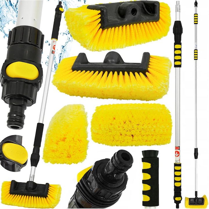 Perie telescopica, Verke, pentru curatarea autoturismelor, maner din aluminiu 94-156 cm, dimensiuni 280x160 mm, perii moi