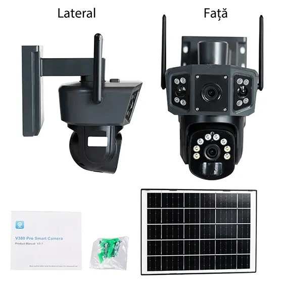 Camera de supraveghere 4G cu Vedere Tripla si Panou Solar PNF