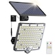 Lumini solare in aer liber,, 1 pachet 128 LED-uri 3000LM cu senzor de miscare solar cu lumini de inundatii cu telecomanda, apus pana la zori LED-uri de perete de securitate solara cu cablu