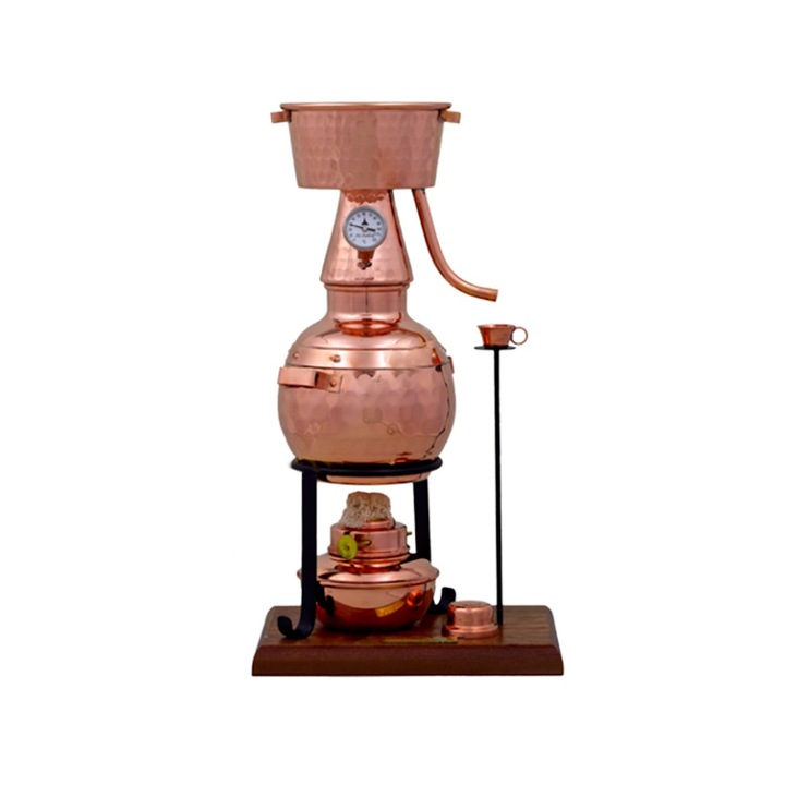 Kazán, Desztillálókészülék, Alembic - Alquitar Premium, alkoholégővel és hőmérővel, 0,7L