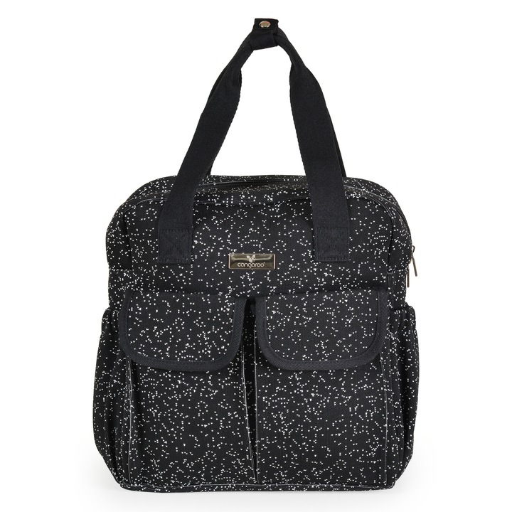Geanta multifunctionala pentru mamici Cangaroo Mivida Black, Atasare pe carucior, Bretele reglabile rucsac, Compartiment izoterm, Saltea schimbat scutece inclusa