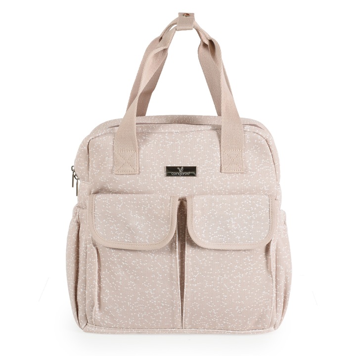 Geanta multifunctionala pentru mamici Cangaroo Mivida Beige, Atasare pe carucior, Bretele reglabile rucsac, Compartiment izoterm, Saltea schimbat scutece inclusa