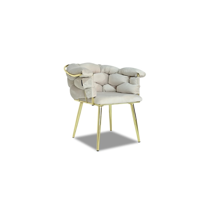 Кухненски/холов стол BALON CREAM, метална рамка, кадифена тапицерия, 75x70 см