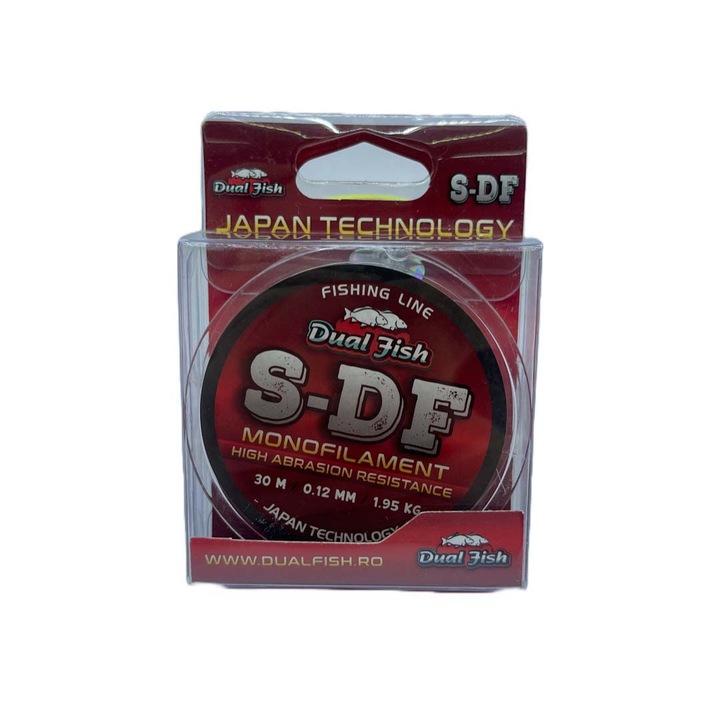 Monofil S-DF zsinór, 30 m, 0,12 mm vastag, 1,95 kg szilárdságú, Dual Fish