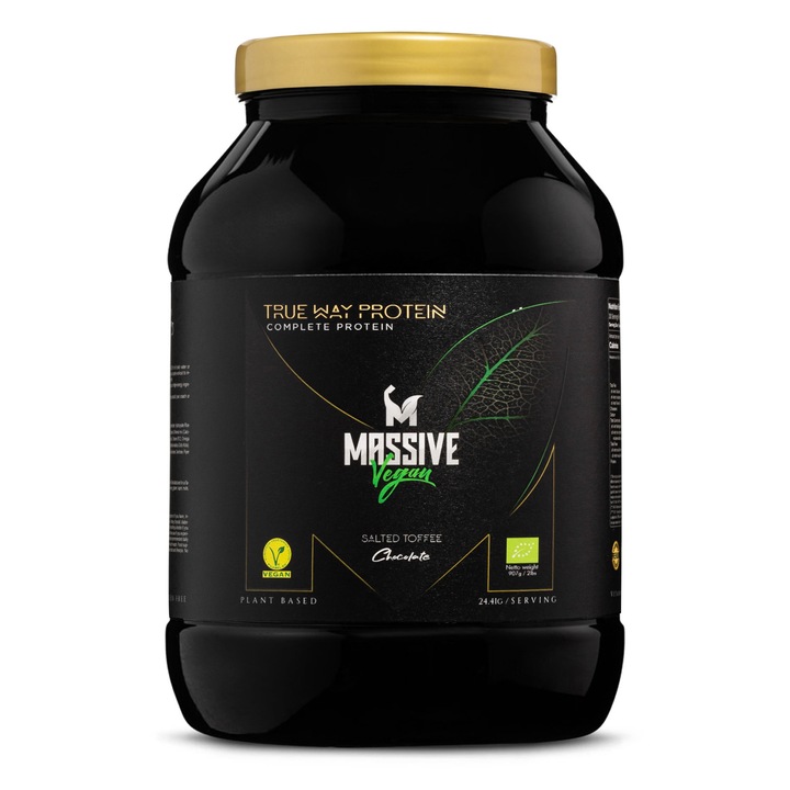 Proteina Hidrolizata Vegana Bio, Massive Vegan, 907g, 30portii, Salted Chocolate Toffee