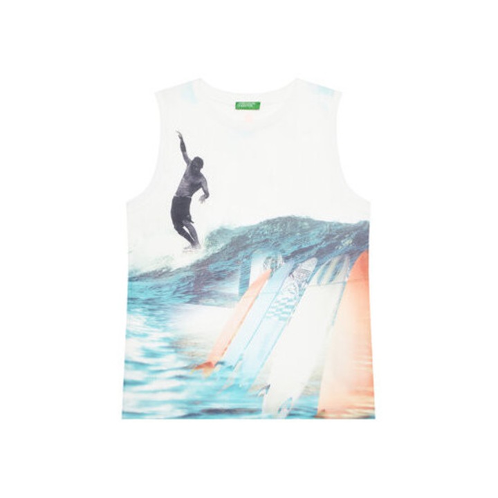 United Colors Of Benetton fiú atlétatrikó, 3RD0CH020, poliészter, fehér, Fehér