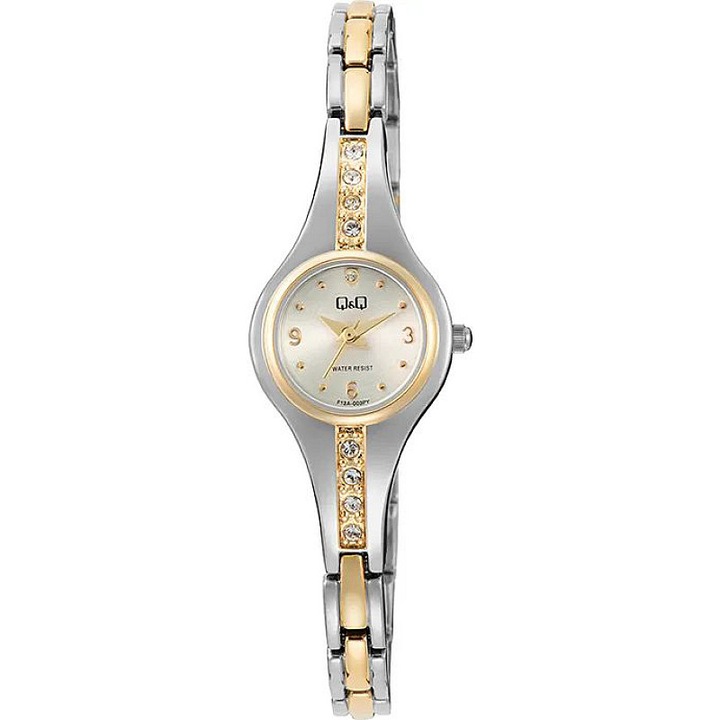 Ceas de dama Q&Q F13A-003PY, argintiu si auriu