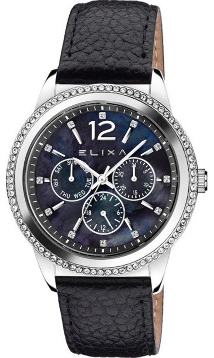 Ceas dama Elixa, piele, negru, E107-L428