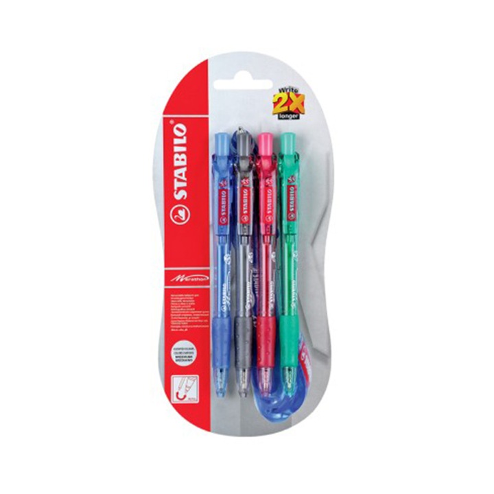 Pix Cu Mecanism Stabilo Marathon 318, Varf 0.45 Mm, 4 Culori/set