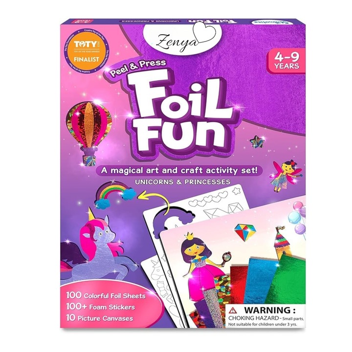 Set Educativ Stickere DIY Unicorni si Printese – Activitate Creativa pentru Copii 4–9 Ani, Joc de Lipit si Personalizat