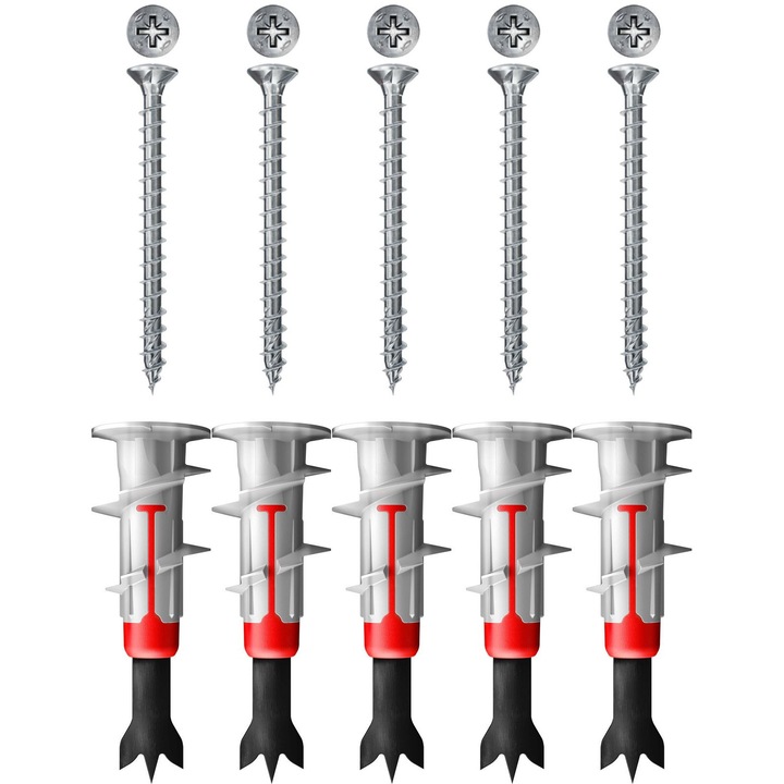 Fischer DuoBlade, Diblul autoforant pentru gips-carton pentru instalare rapida si usoara cu surub FSPII 4.5 x 40 PZ2 5 BUC