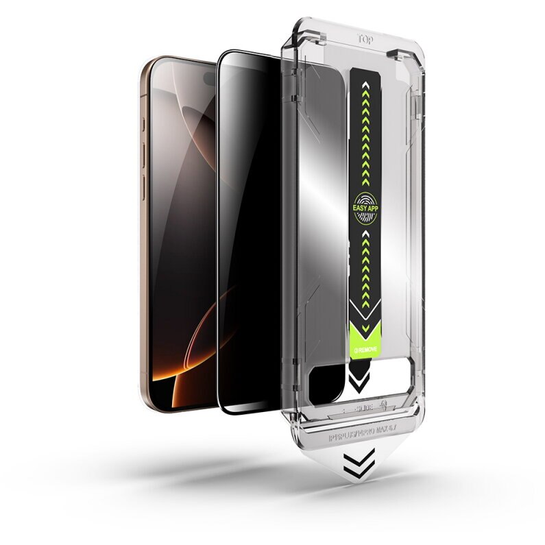 Folie de protectie Ecran Privacy Techsuit TitanGlass pentru Apple iPhone 16e / 14 / 13 Pro / 13, Sticla securizata, Full Glue