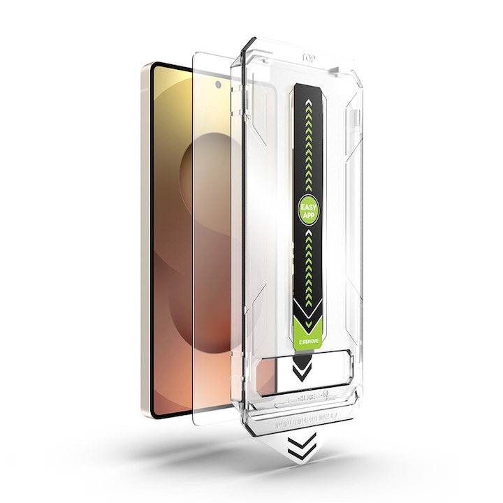 Folie sticla Premium pentru Samsung Galaxy S26 Ultra ClearShield Ultra HD, cu aplicator Easy Install+, Compatibil cu deblocarea prin amprenta, Claritate Cristalina, Anti-soc & Anti-Zgarieturi - margini negre