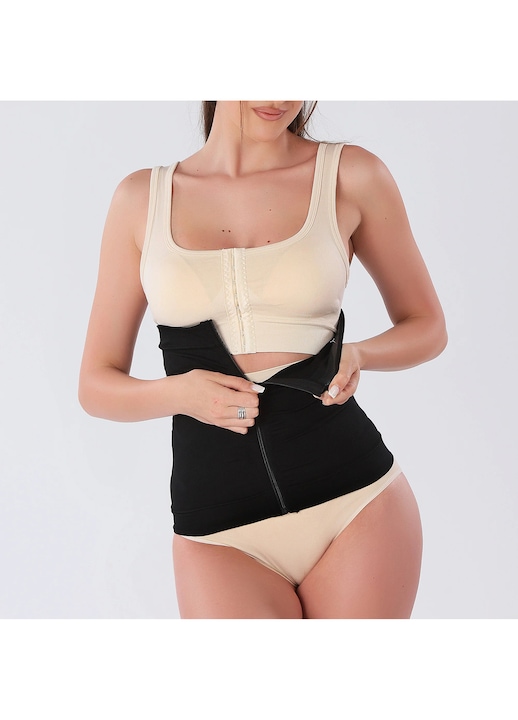Corset modelator cu talie reglabila inalta, efect push-up, Roxx Shapewear, Negru