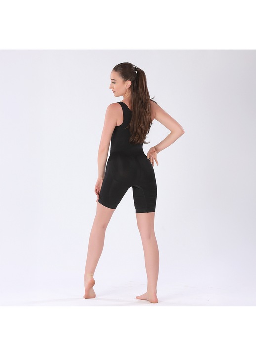 Оформящ корсет с боксерки, отворен бюст с push-up ефект, Roxx Shapewear, Черен