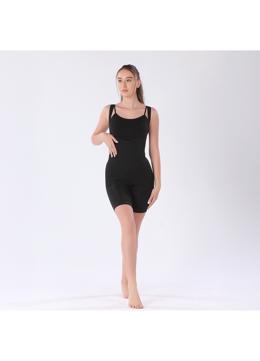 Body modelator cu boxeri, open bust cu efect push-up, Roxx Shapewear, Negru