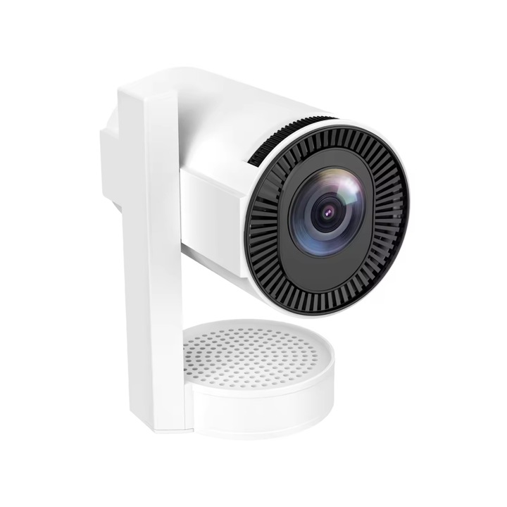 Mini hordozható videoprojektor, HD 1280*720P, 16:9/4:3, BT 5.0, WiFi 6, Android 13, 550 lumen, távirányító, beépített hangszóró, képlejátszás közvetlenül a telefonról, HDMI/USB/AUDIO port, fehér színű