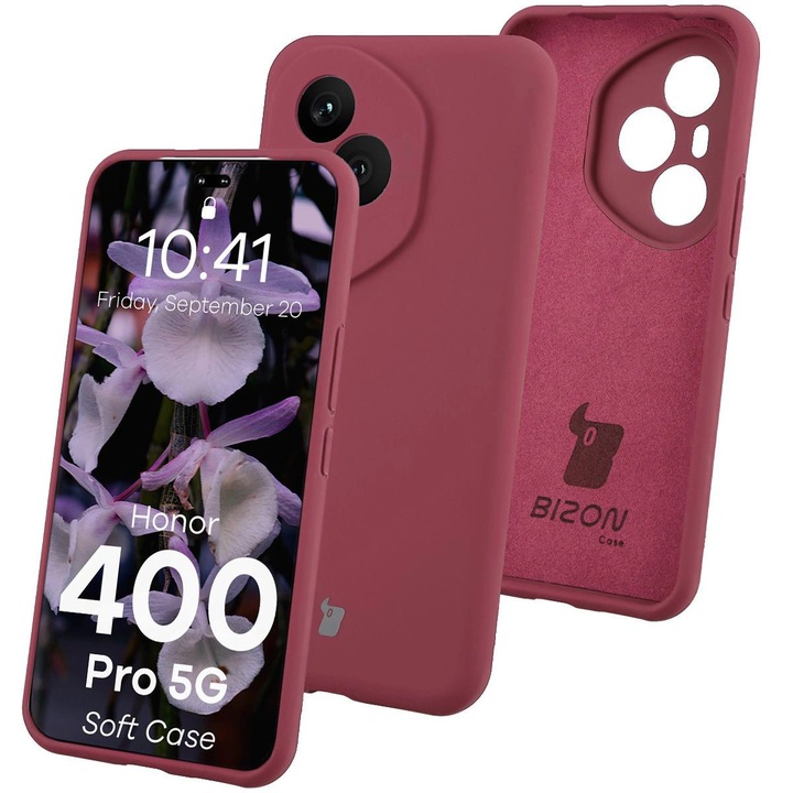 Калъф, Bizon Soft Case за Honor 400 Pro 5G, Тъмно Лилаво