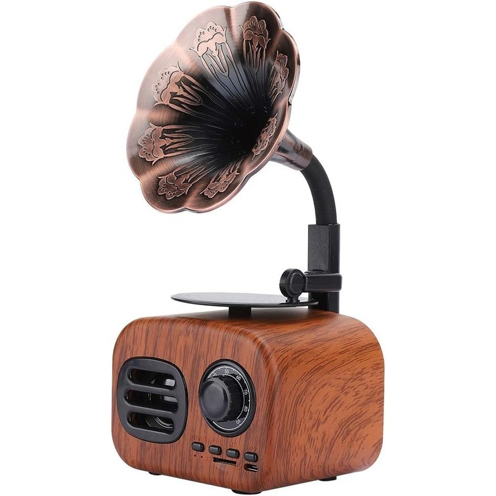 Radio-player retro AVA gramofon, Bluetooth, USB, 1200 mAh, multicolor